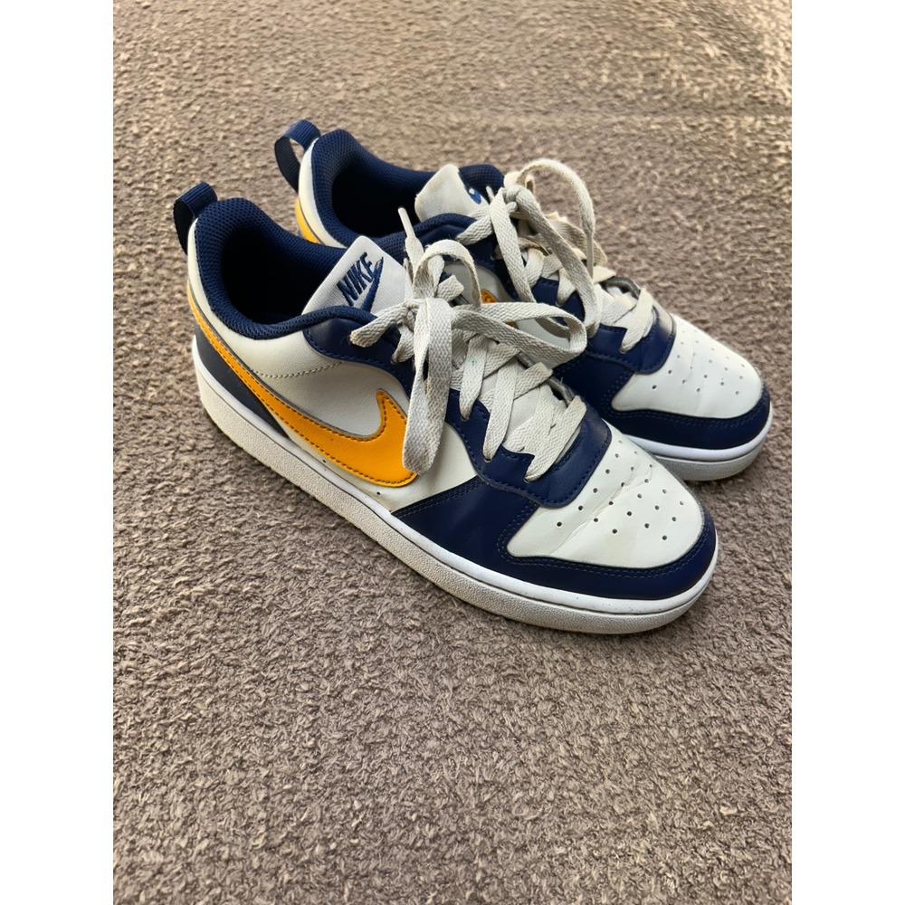 Nike Court Borough Low 2 Kids Shoes Blue Yellow White DV5456-126 Size 6Y